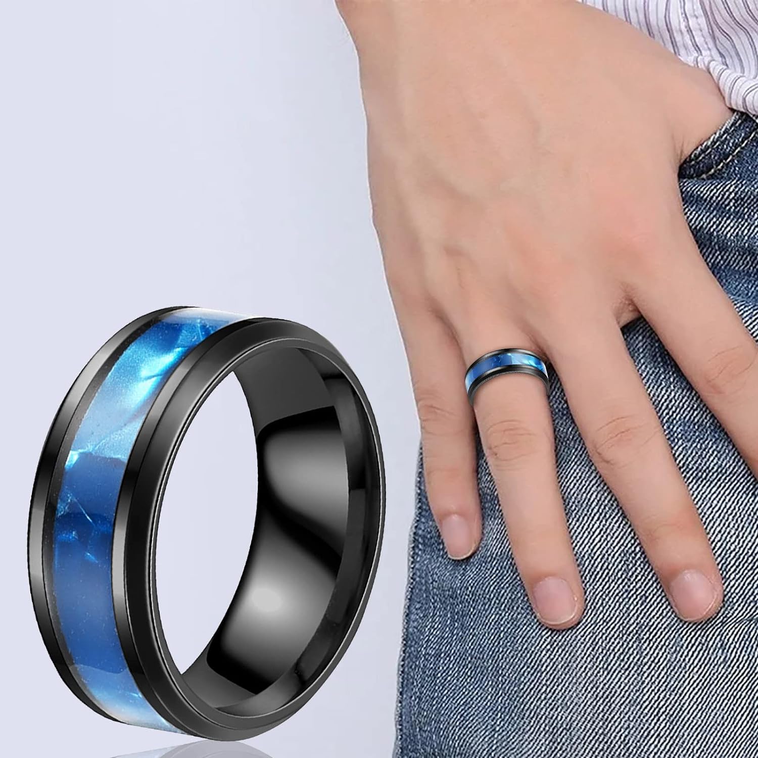Titanium Stainless steel Ring Silver Red Blak Blue & Gold Color CZ Brushed Inlay Dragon Mens Engagement Wedding Bands