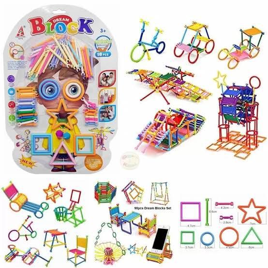 Dream Colorful Activity Sticks Building Blocks Toys for Boys Girls Kids Children Magic Building Kit Colourful Plastic Building Stick Kits, Connector Set