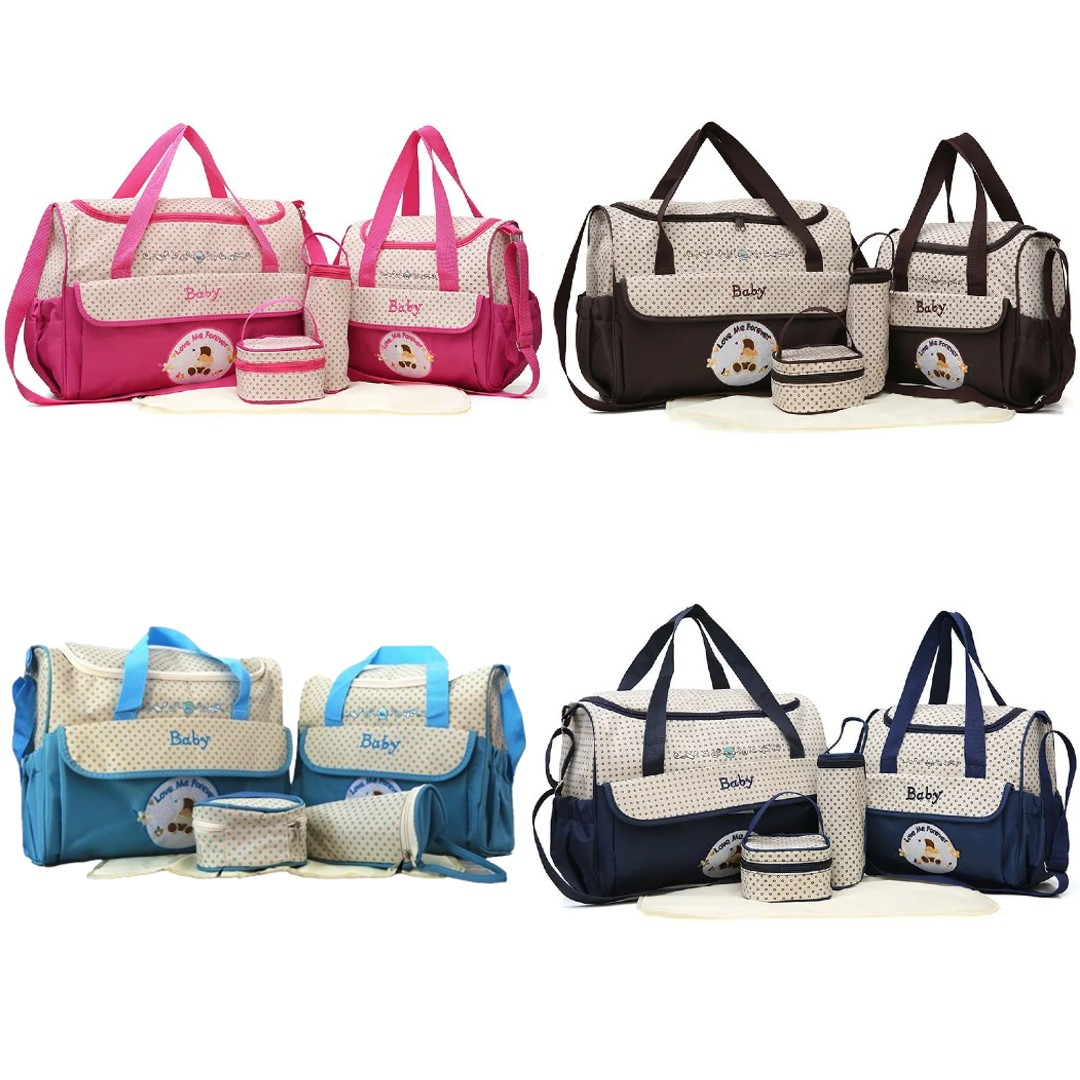 Diaper Bag Set for Mom Baby Travel Handbag Maternity Nappy Bag Insulated Bag 5 Pieces