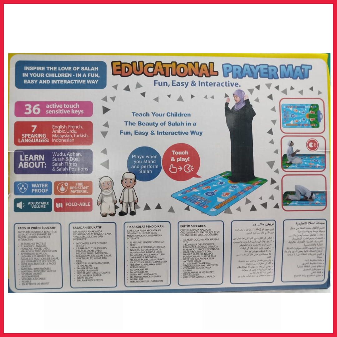 Educational Prayer Mat for Kids with Sound for Kids Learning - Electronic Jay Namaz with Complete Namaz
