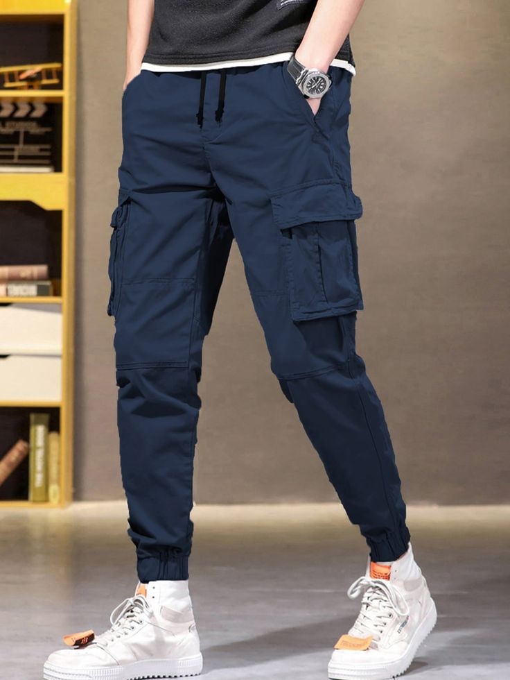 No Brand Men's Cargo Trousers with 6 Pockets - Image 1