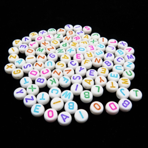 100Pcs 7mm MultiColor Letter Loose Spacer Alphabet White Acrylic Beads For DIY Jewelry Making