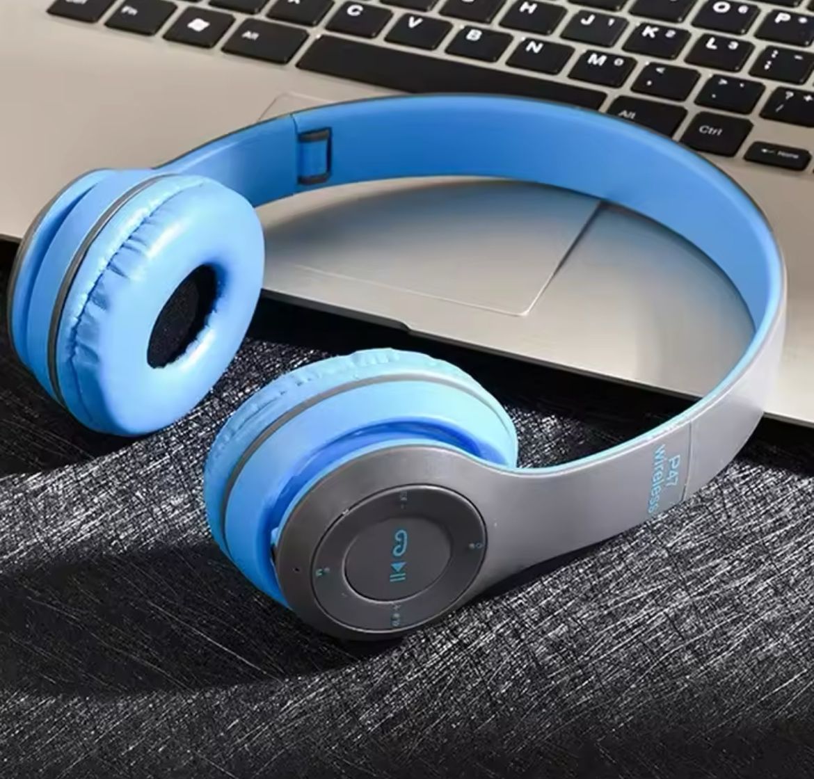 P47 Wireless Bluetooth Headphones Over-Ear with Mic | Foldable Stereo Headset with Bass for Music, Gaming & Calling | Compatible with Android, iPhone, Laptop & All Devices