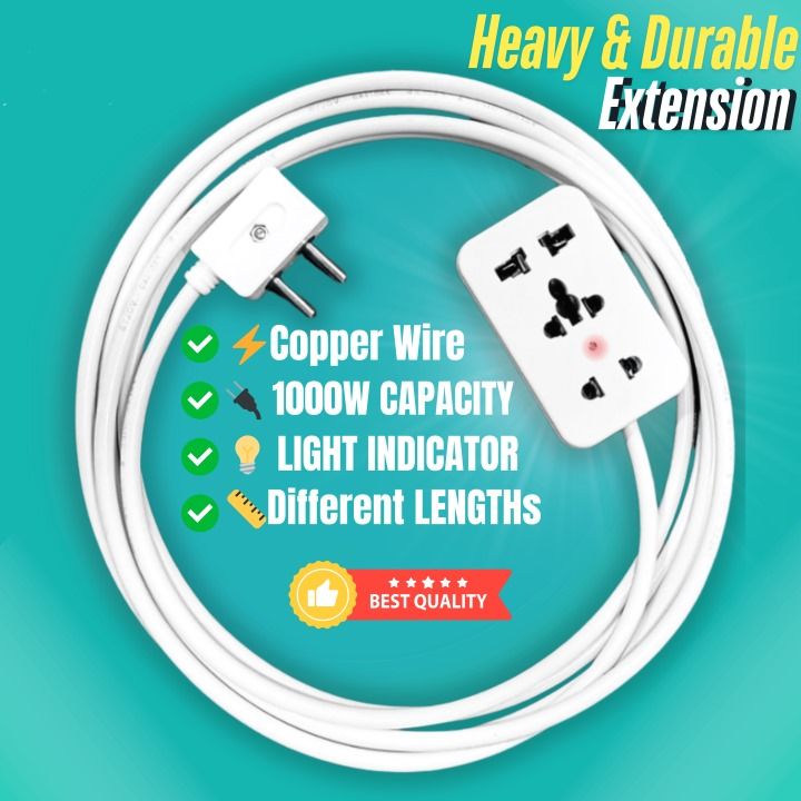 Universal power extension 3 sockets,High Quality Master Male Plug, Extention board, Flexible 40/76 Two Core Copper Round Wire white, Multipurpose Male Female Electrica power lead