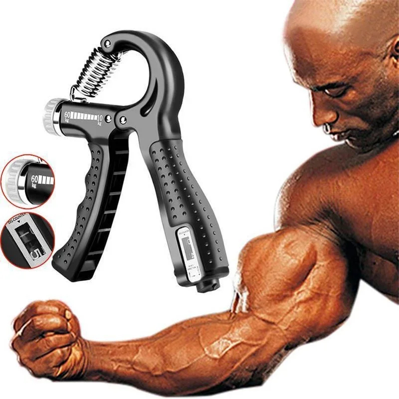 Automatic Counting Hand Gripper Adjustable Resistance Automatic Counting Non-Slip Hand Grip Strength Trainer Fingers Wrist Forearm Exerciser Workout Gear Home Gym Exercise Equipment Hand Gripper 5-60KG Automatic Non-Slip hand strengthen