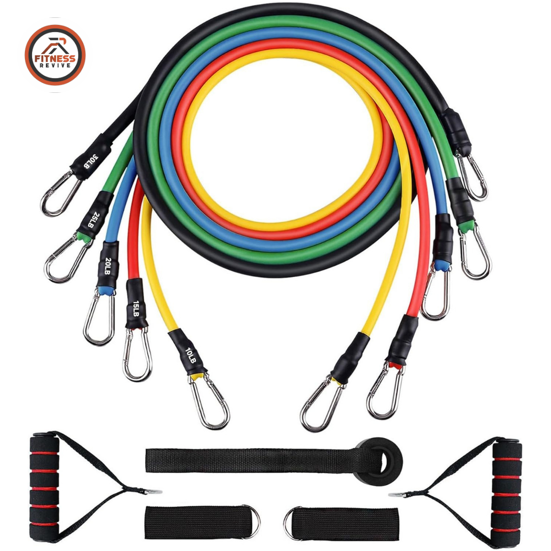 Resistance Bands Set 11 Piece – Latex Tube Bands with Handles, Door Anchor & Ankle Straps for Full Body Home Gym Workout | Stackable Resistance for Strength Training & Physical Therapy (Multicolor)