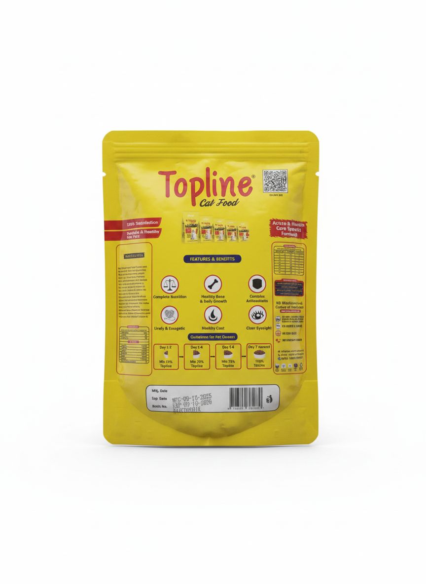 Topline Adult Cat Food - High Protein Formula with Chicken & Fish - 300grm or 1.2kg