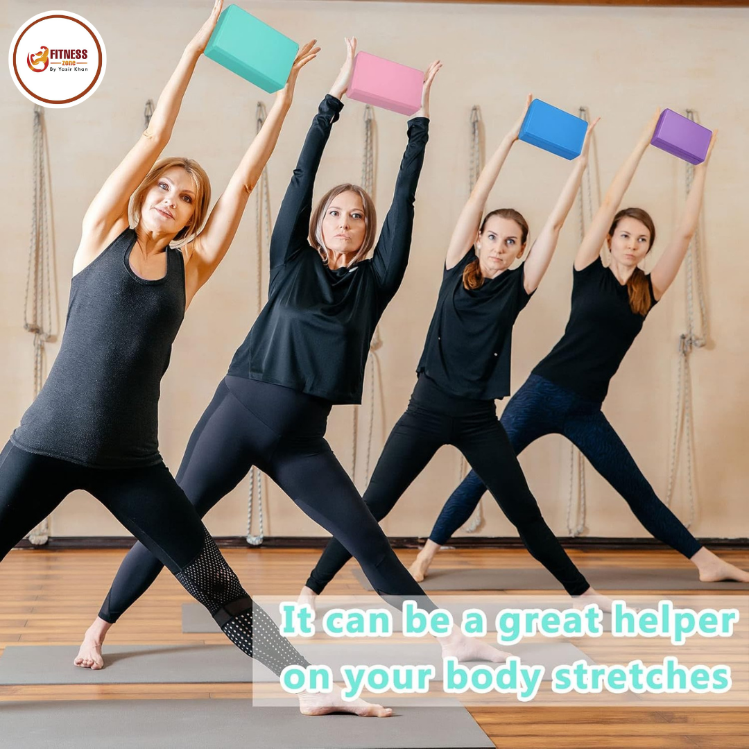 Yoga Block EVA Foam – Non-Slip Support Brick for Posture Alignment, Balance & Deep Stretching | High Density Lightweight Yoga Brick for Men & Women | Pilates & Home Workout (Single & Pair)