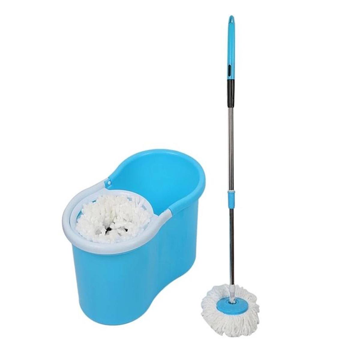 Secchio Per Mocio Rotante Deluxe 360, ​​sistema Di Pulizia Per Pavimenti Rotante Con 6 Ricariche Per Testine Di Ricambio In Microfibra, Manico Allungabile, 4 Ruote Per La Pulizia Della Casa - Foto 3