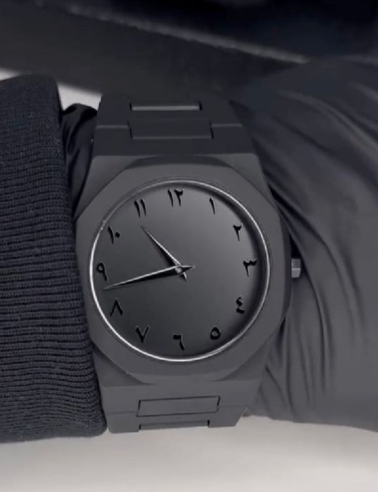 Most trending Luxury Watch for Men / Boys - Stylish Arabic Aura Watch for Men & Women Black Dial with Arabic Numerals Fiber Chain with Butterfly Lock Best for Unisex - Art# TLJ -BlackAura-BlAu90550-Sport-0092a