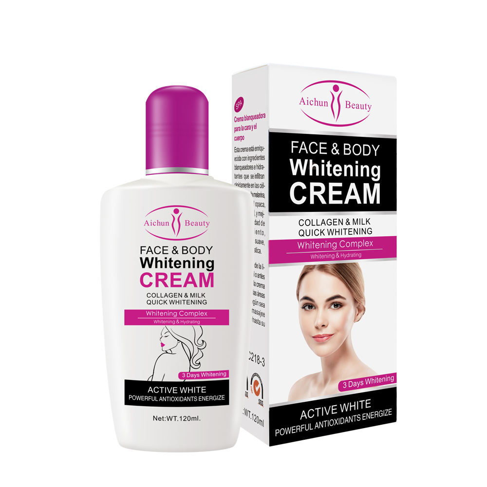 Aichun Beauty Active White Collagen & Milk Quick Whitening Cream 120ml - Brightening Moisturizer for Face & Body AC218-3