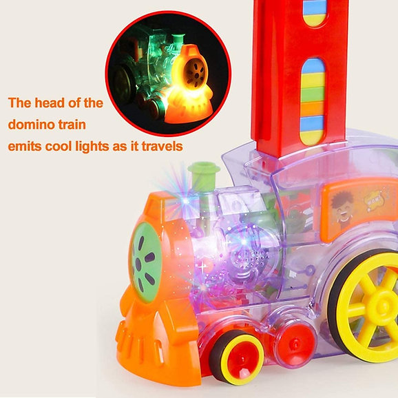 DOMINO TRAIN TOYS Domino Train with Building and Stacking Blocks Set
