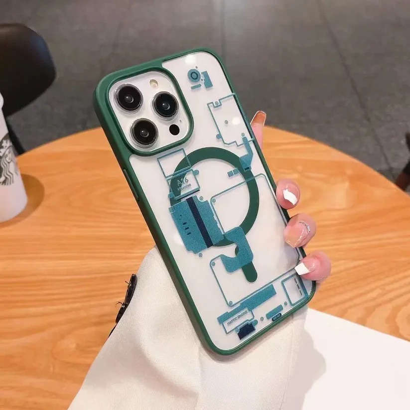 Circuit Board Glas Handyhülle Für IPhone 14 Pro – Lustiges Tech-Design, TPU & Glas