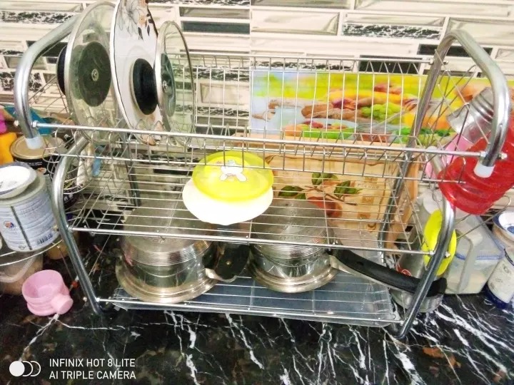 Chromed iron Plate Rack Tier G Shape Stainless Plates Rack for