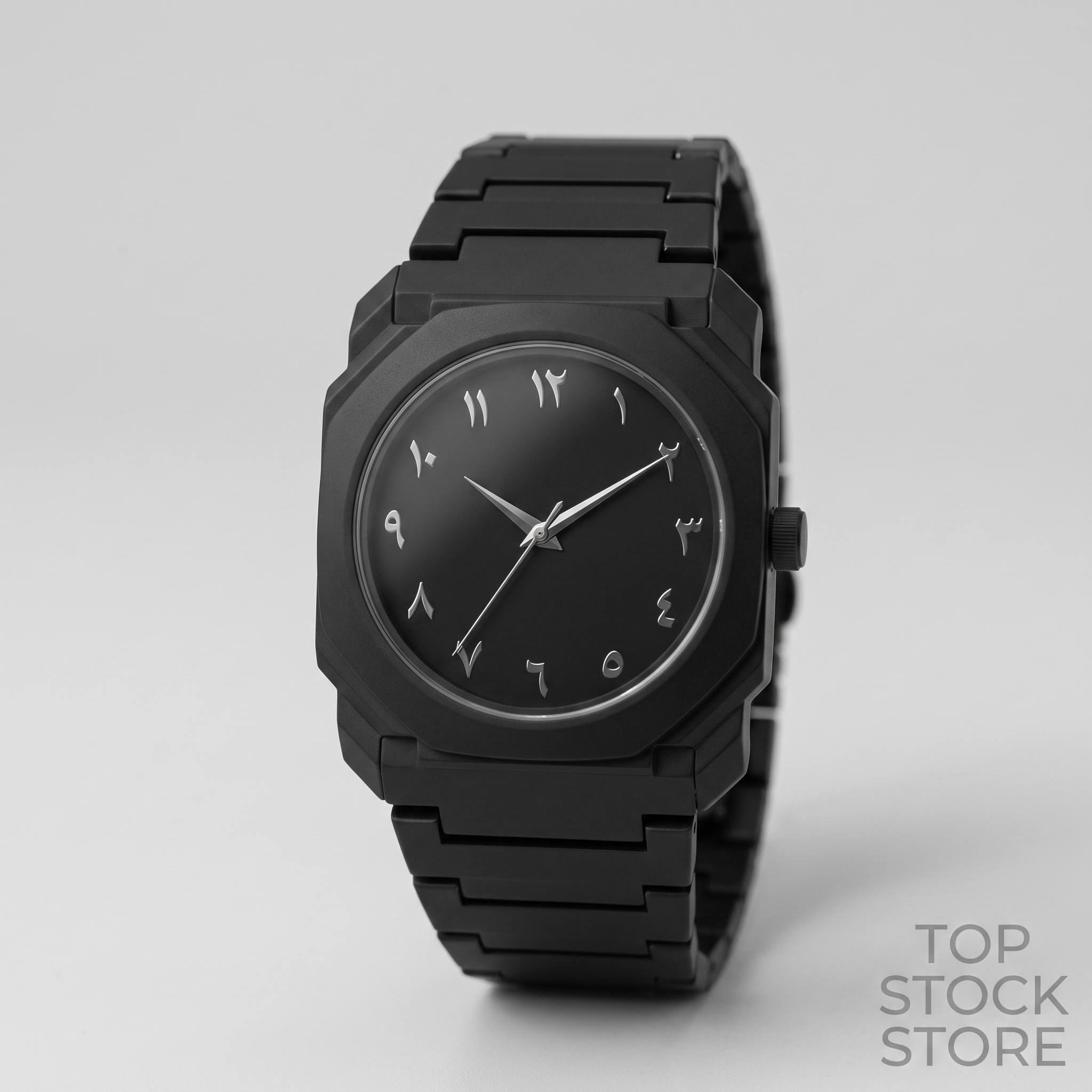 Black Arabic Aura Watch For Men – Elegant Design, Arabic Numerals, Premium Quartz Movement ✅