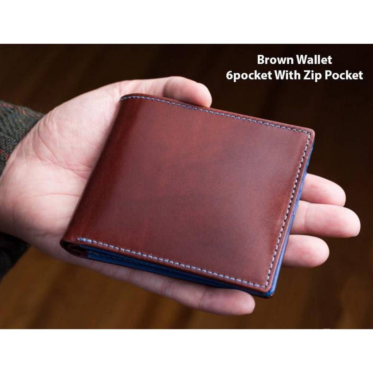 Brown Wallet For Men 6 pocket with 1 Zip Pocket