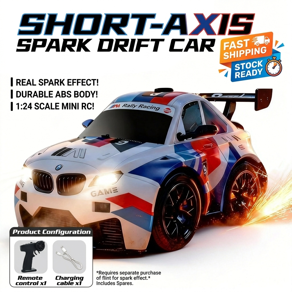 KIDDO KASTLE - Remote Control Speed Racing New Arrival 1:36 RC Drift Car with Spark Effect | 2.4GHz 4WD 20KM/H Max Speed Remote Control Racing Car with LED Lights, Drift & Climbing Modes, Replaceable Tires | High-Speed RC Sports Car for Kids Age 5+