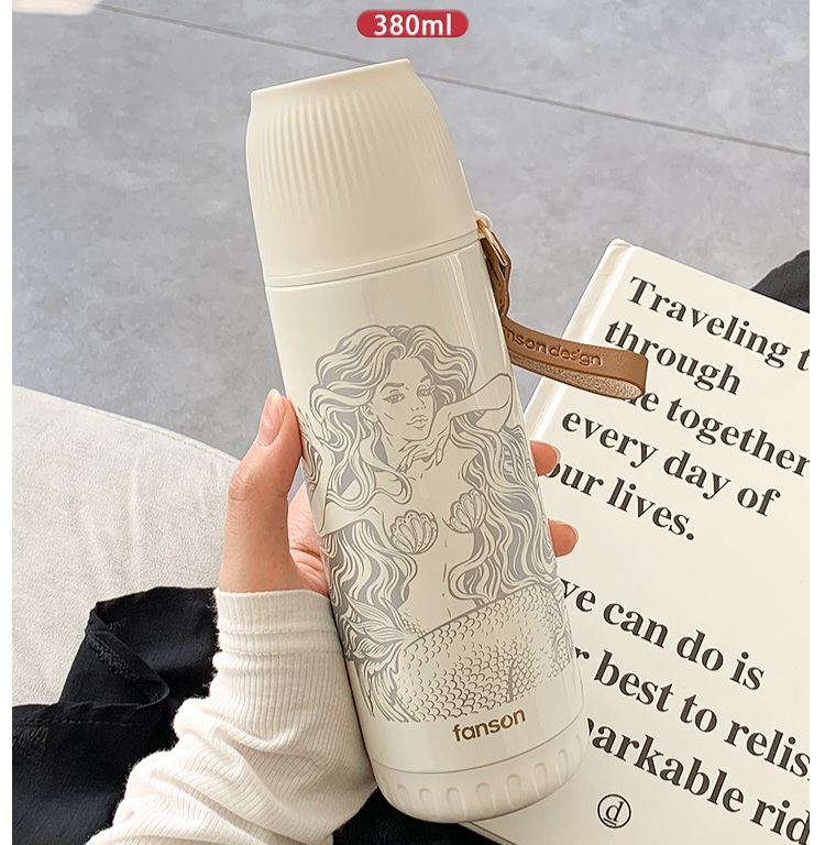 Mermaid Creative Stainless Steel Water Bottle 380Ml Vacuum Flask For Hot Or Cold Water Bpa-Free Made With Double-Wall Safe And Non-Toxic Materials