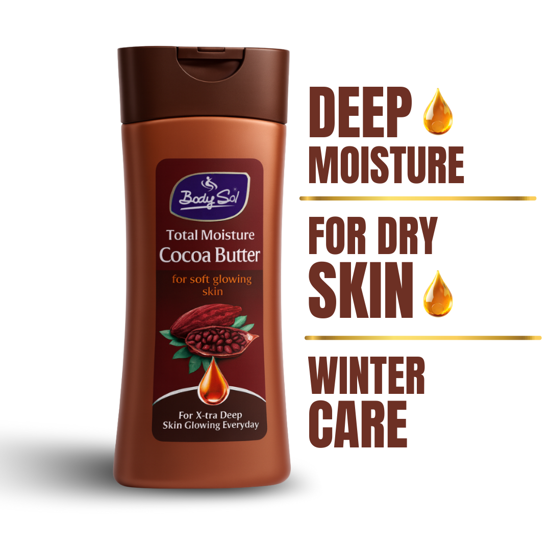 BodySol Cocoa Butter Body Lotion | Deep Moisturizing Lotion for Dry & Rough Skin | Winter Care Body Moisturizer | Non-Greasy | For Men & Women | 110ml / 220ml