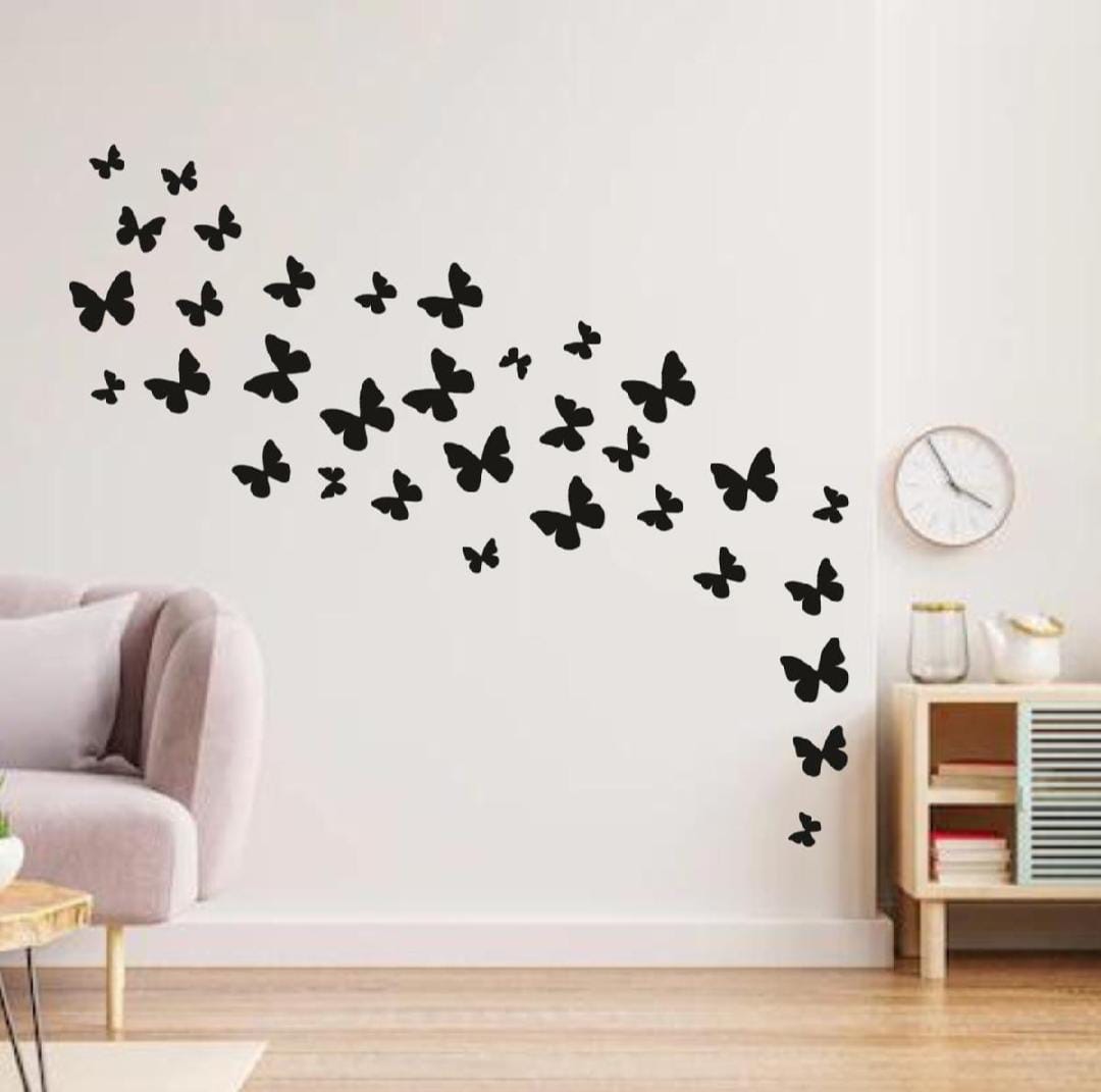 Pack of 30 Wooden Butterflies Wall Decoration Natural Wooden Wall Art Pieces for Bedroom Living Room Rustic Home Decor DIY Craft Set