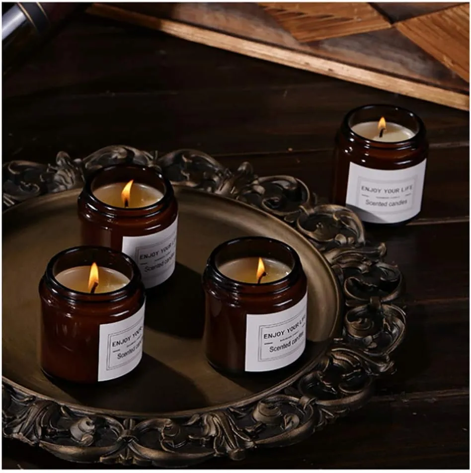 Set of 4 Scented Candles in Mini Glass Jar with Lid Daraz.pk