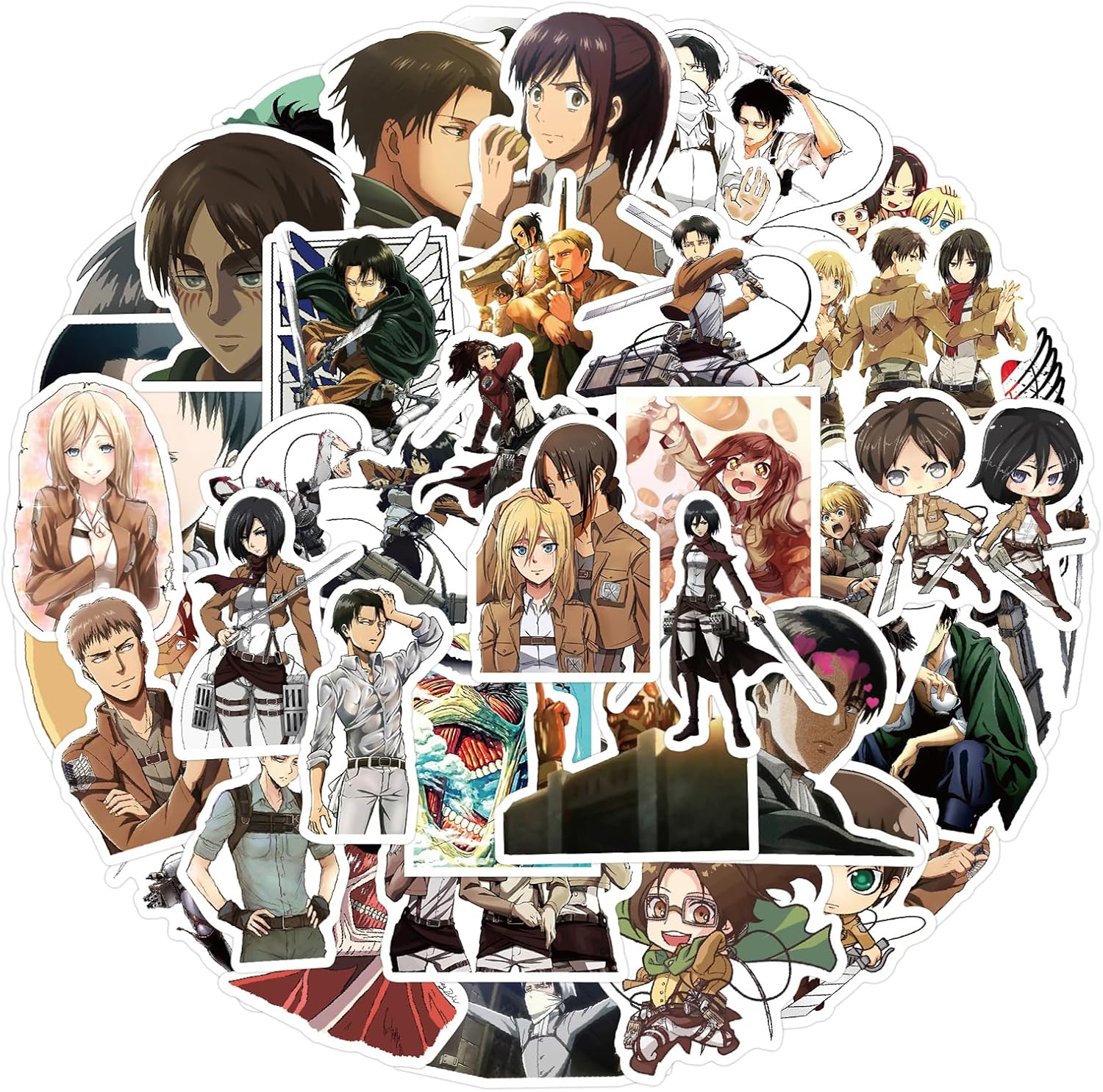 40 pcs UNCUT ATTACK ON TITAN stickers based on anime aot/attack on titans genz cool trendy aesthetic ideal for journaling laptop diary and wall stickers