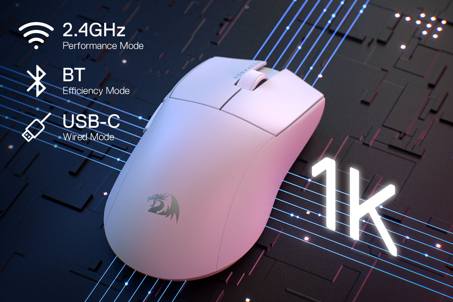 Redragon K1NG M916 PRO 1K Hz Wireless Gaming Mouse 26K Dpi Tri-Mode Connectivity 46G Ultra Lightweight Gaming Mouse 13 340ce284096d9b73ed500813f825787e