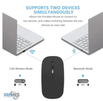 Rechargeable Wireless Bluetooth Gaming Mouse RGB with adjustable DPI ~ Silent Click, Ultra-thin Mini Wireless 2.4G Optical Mouse for Laptop, PC, Computer