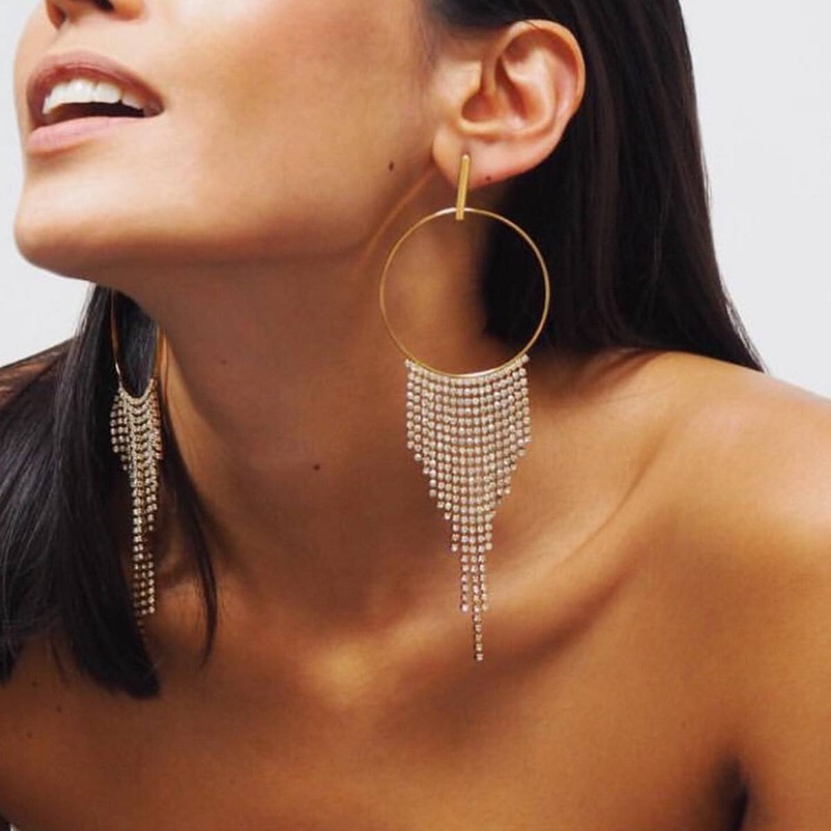 High Quality Round Tassel Fully Crystal Wedding Trendy Earring