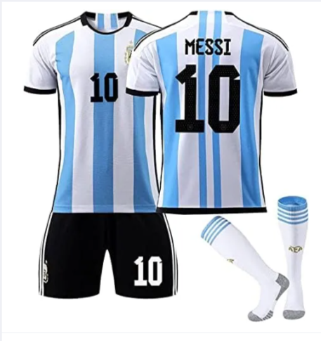 Messi #10 Argentina 2026 World Cup Kids Jersey Set | Football Kit for Boys & Girl
