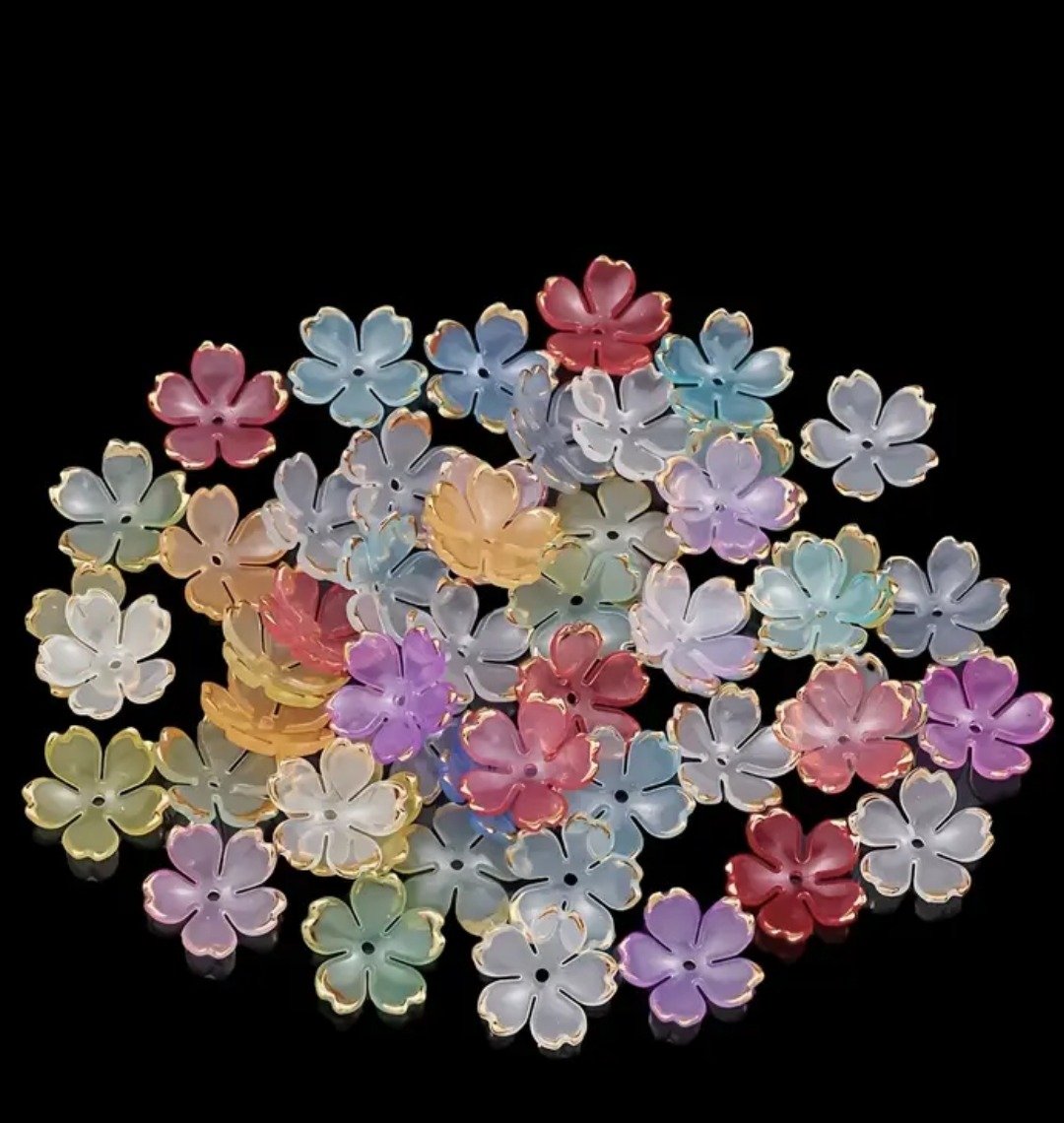 50/20pcs Acrylic Flower Beads 19mm | Colorful Floral Beads for DIY Jewelry Making & Craft Projects