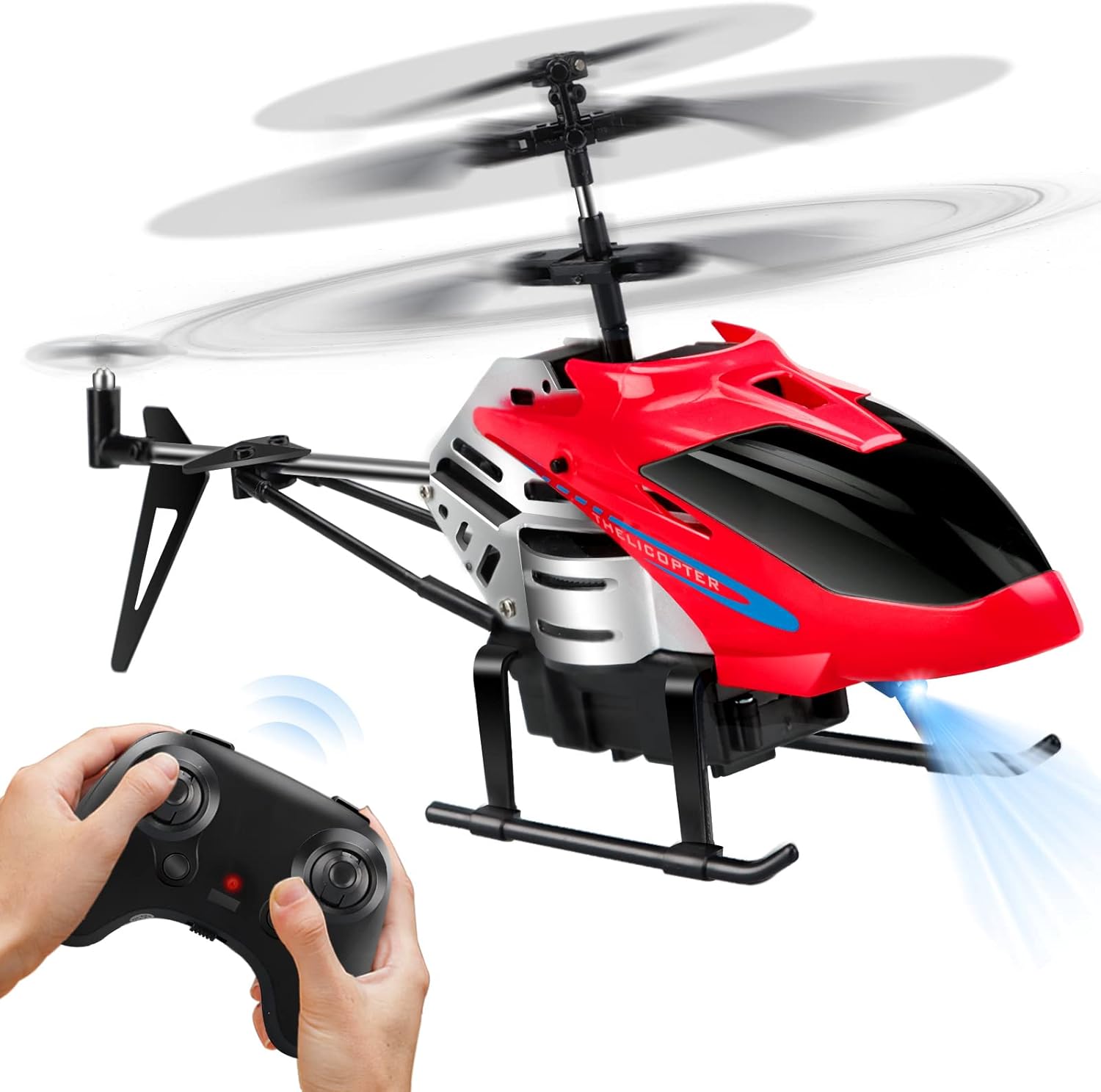 RC Helicopters - Remote Control Helicopter Toys: One-Key Takeoff/Landing, Auto Altitude Hold, LED Light & 3.5CH Gyro Stabilizer, Toys Remote Control Rechargeable Helicopter Two Channel,,Flying helicopter with USB Charging Cable Toy for kids