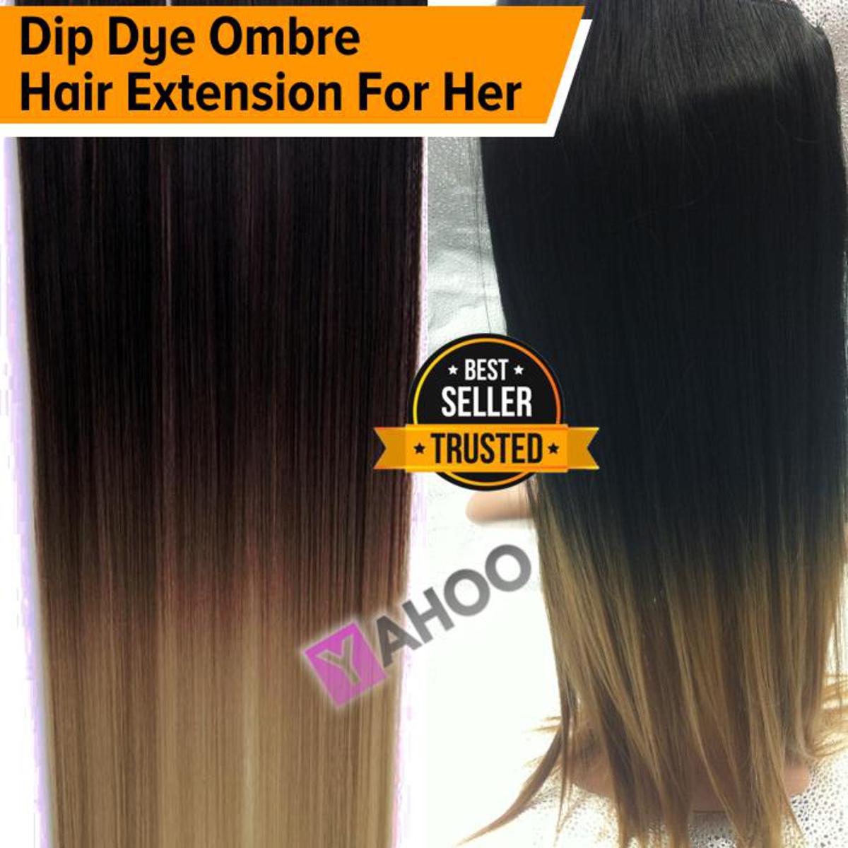 Hair Extension For Girls Dip Dye ombre hair Clip in on straight synthetic Color shade hairpieces hair extension heat resistance fibre silk hair