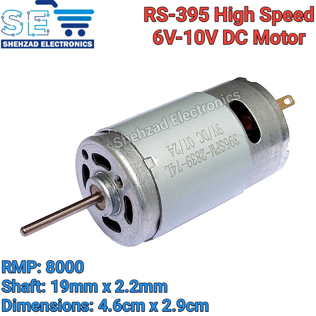 RS-395 High Speed 6V-10V DC Motor | Professional 8000 RPM Powerful Carbon Brush Motor | Heavy Duty Micro DC Motor for DIY Fans & RC Projects