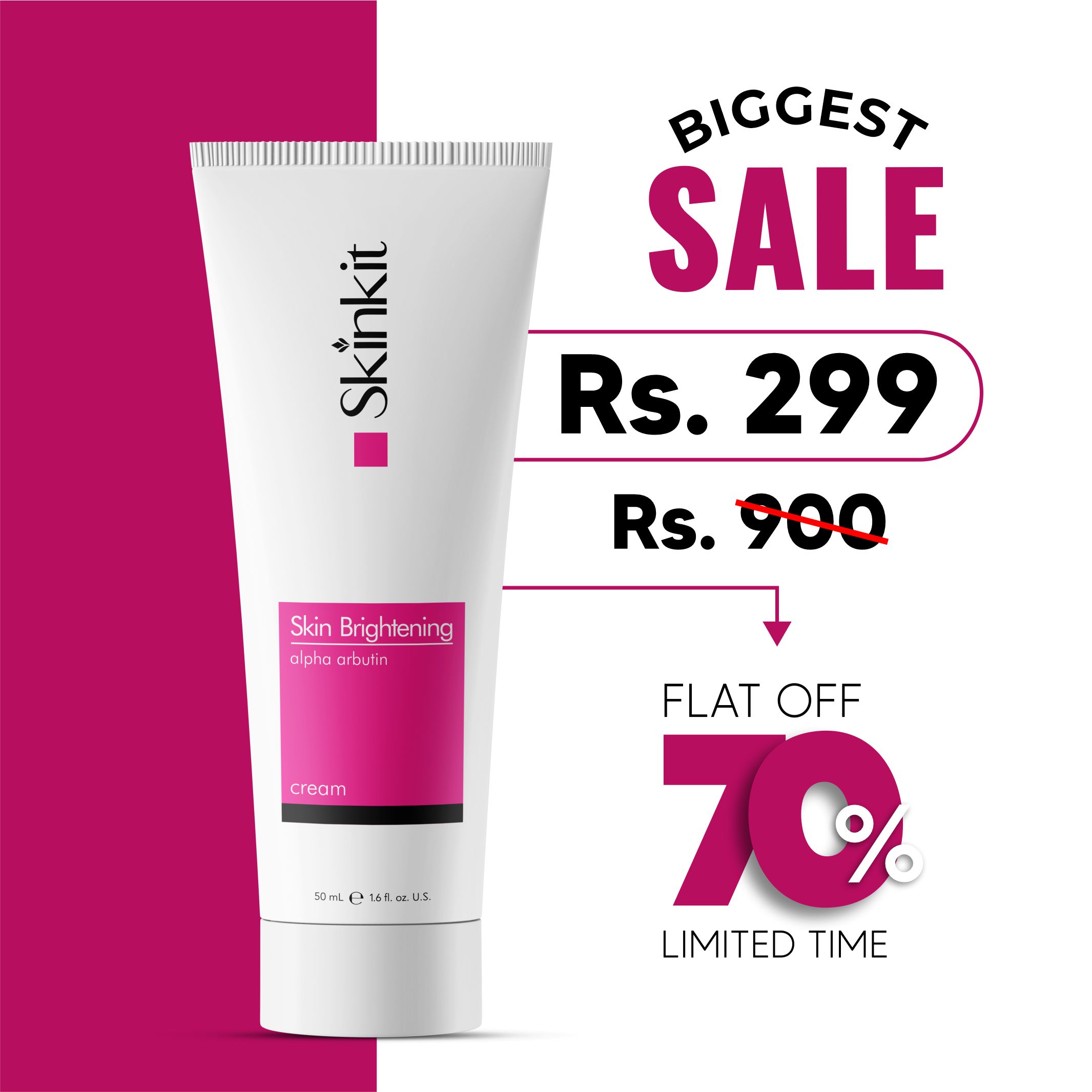 SkinKit Skin Brightening Cream with Alpha Arbutin, Niacinamide & Licorice Extract | Dark Spot & Pigmentation Removal Cream | Whitening & Glow Face Cream | Deep Hydration for Men & Women