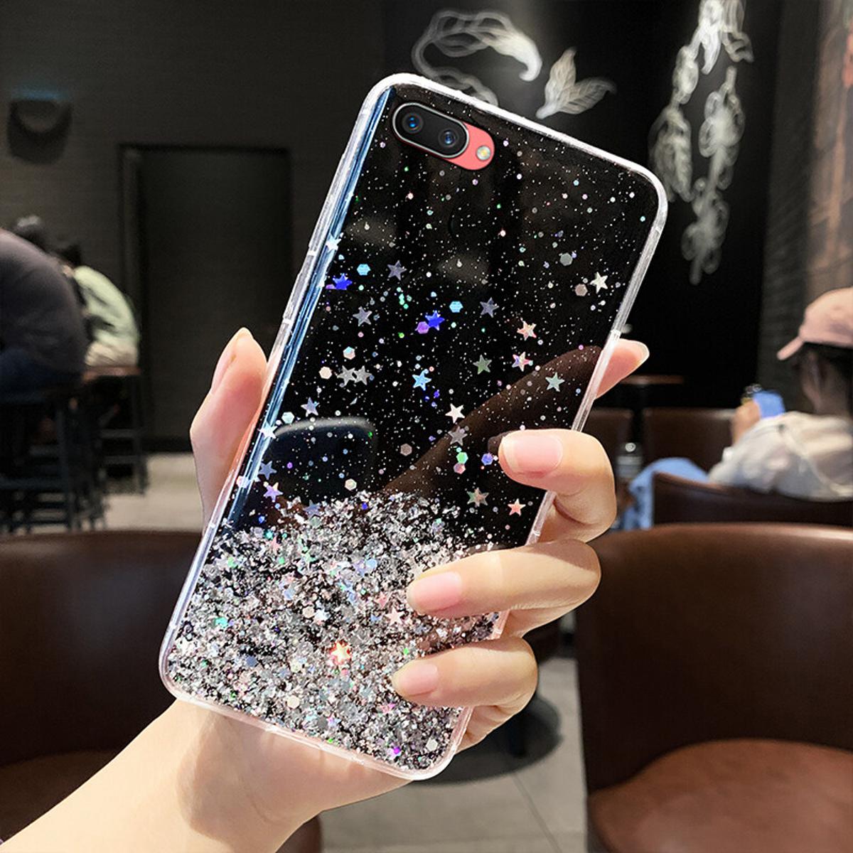 oppo a3s liquid glitter back cover