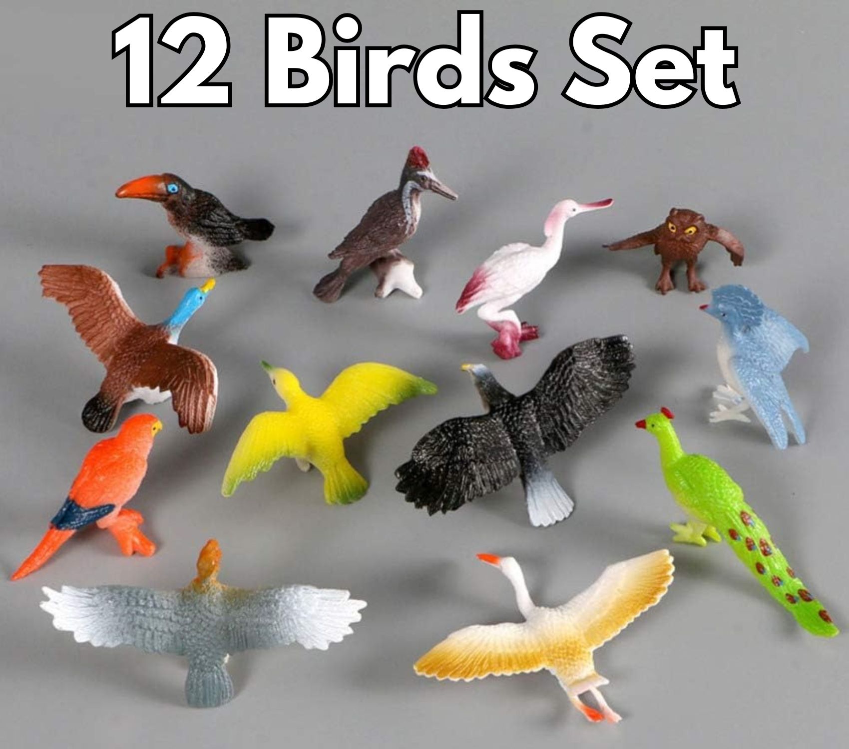 Realistic Rubber Bird Toy Set (2 to 3 Inches) – Simulated Bird Figures for Kids – Educational Animal Models for Learning, Pretend Play & Nature Exploration