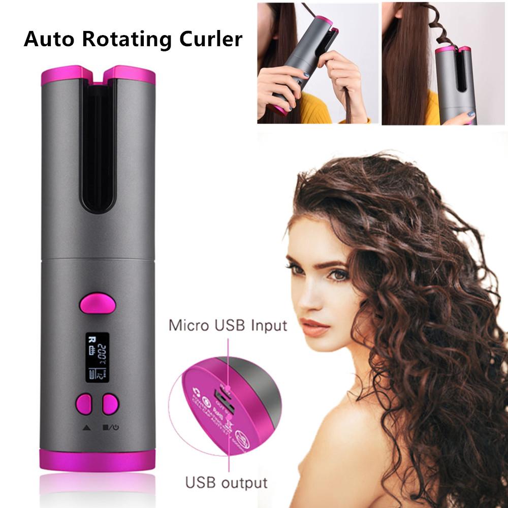 Cordless Automatic Hair Curler Portable Wireless Curling Iron Wand With ...