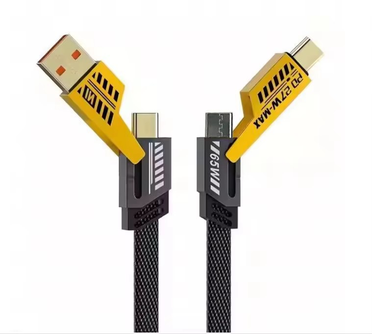 4 in 1 Convertible Metal Data Cable Type C Type A Braided Cable 65W USB C Multiple Fast Charging Cable for Android