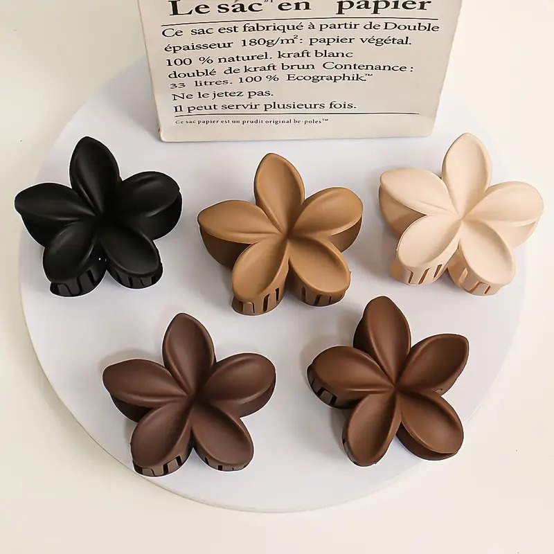 Flower Hair Clips for Women Pack of 6, 3, or 1  Hair Catchers Clips for Women and Girls, Strong Grip, Multi-Color, Trendy Design Large Matte Shiny Flower Hair Clips for Women Thick Hair Thin Hair Accessories for Women Neutral Flower Claw Clips