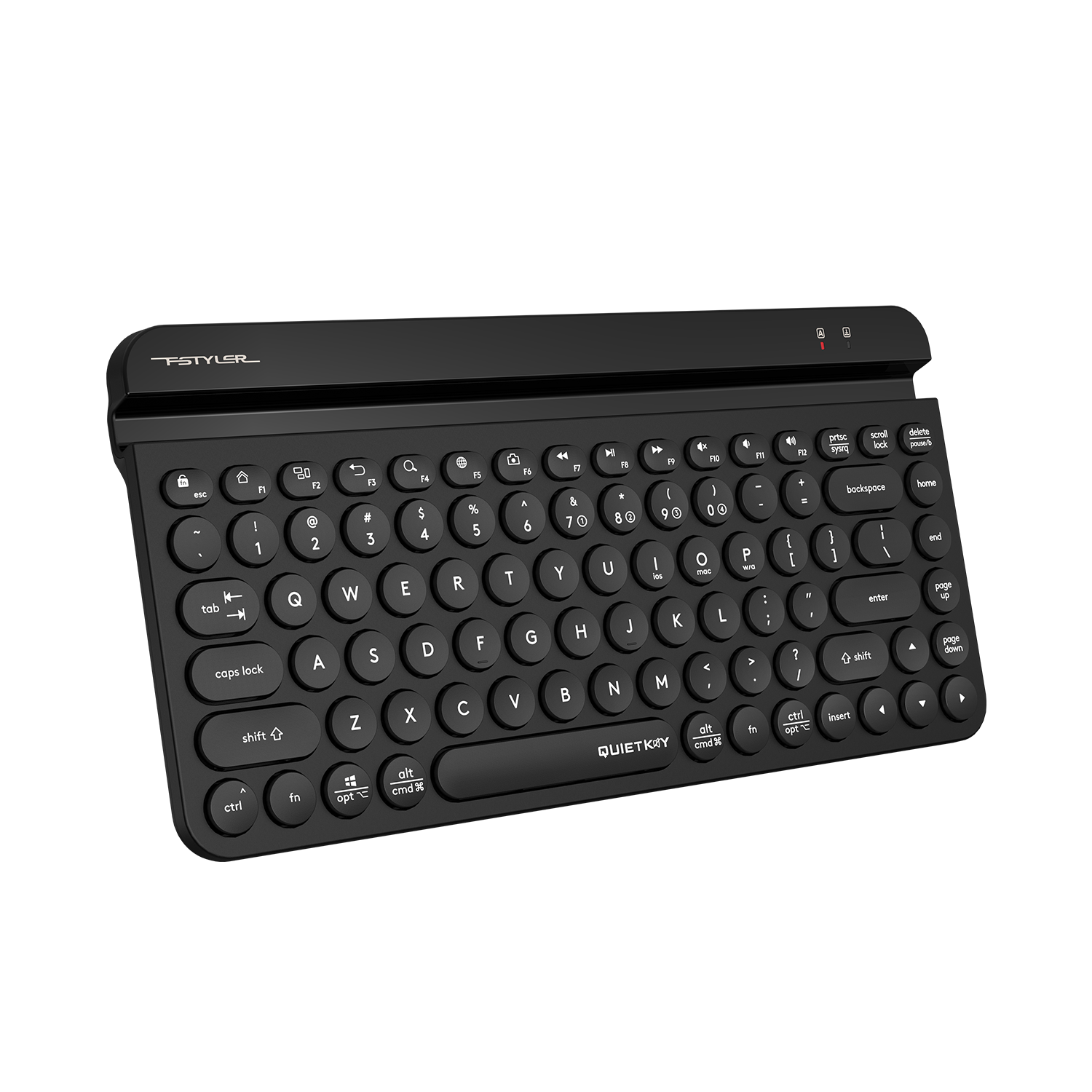 A4Tech FBK30 - Bluetooth & 2.4G Wireless Keyboard - Multi Device - QuietKey Technology - Silent Keyboard - Pairs upto 4 Devices - Smartphone Cradle - Portable Mini Keyboard - For PC/Laptop/Smartphone/Tablet/Smart TV