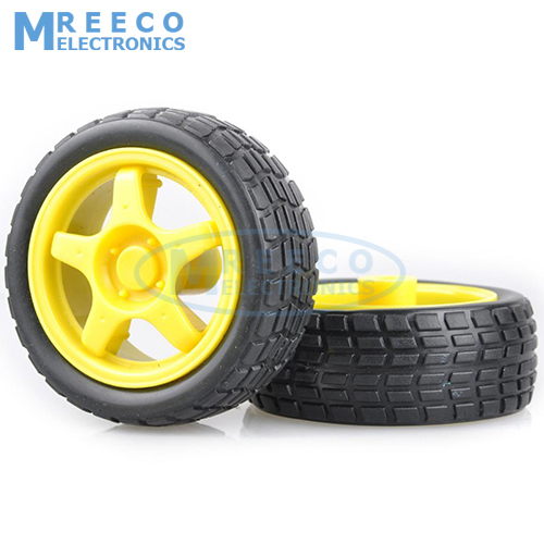 Wheels Tyres for Smart RC/Robotic Car - Yellow (Pack of 2)