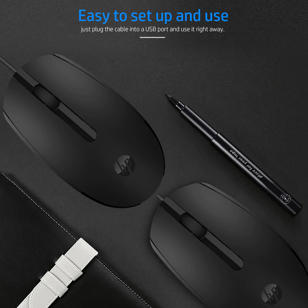HP M10 Portable Ergonomic Design Computer Mouse Wired Usb Business Office Mouse HP Original HPs M10 BLACK COLOR Optical Laptop Mouse Portable Desktop Notebook Computer Office USB Wired Gaming Black New Mouse