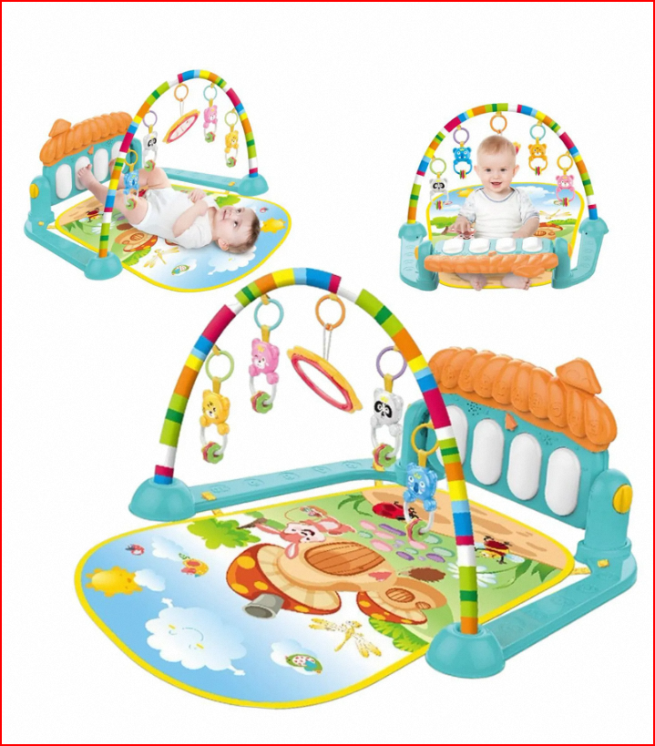 FunBlast Musical Baby Play Mat Gym with Piano and Rattles Random Color