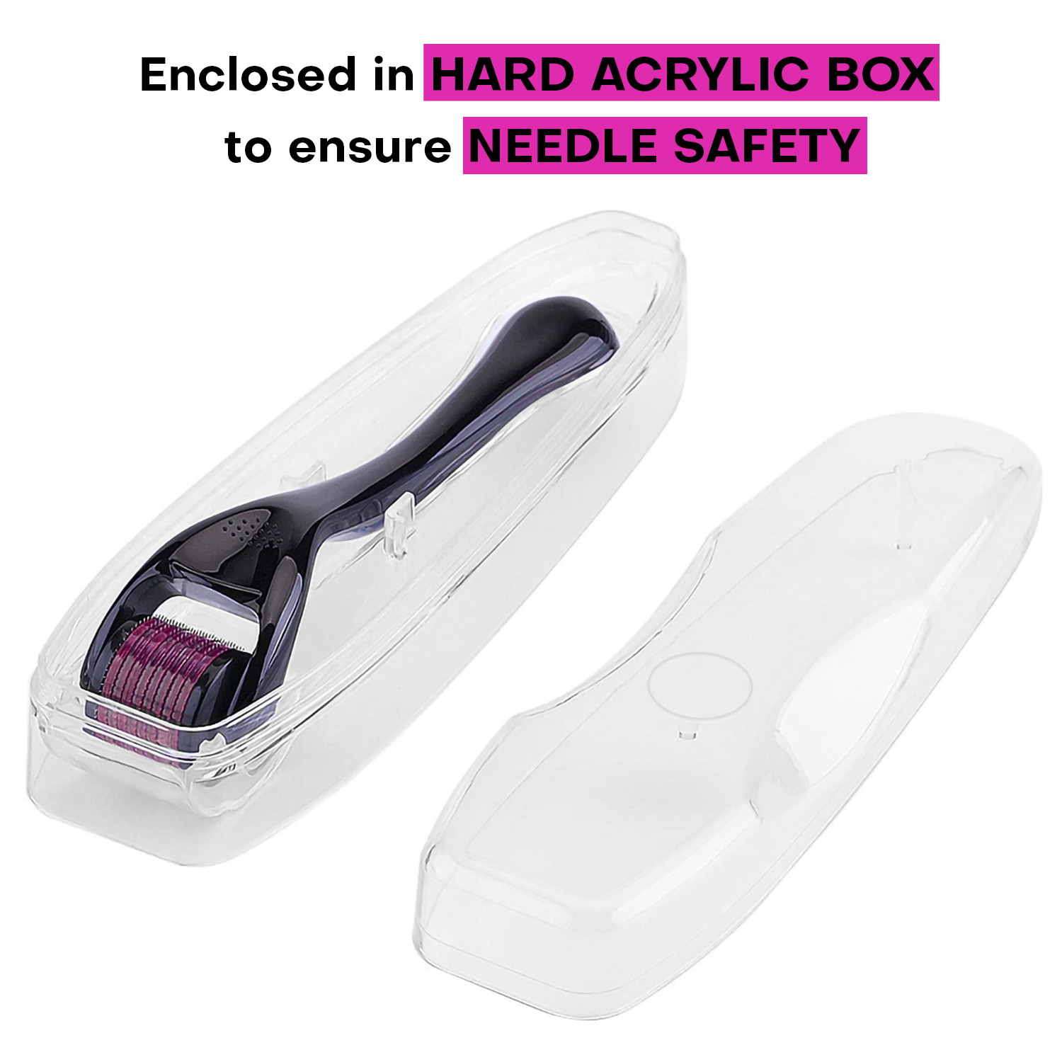 Premium Derma Roller 0.5mm & 1mm with hard acrylic box 540 Micro Needle for Hair Growth and Facial Skin Therapy| Skin Care Beauty Tool for Anti-Aging Skin Repair, Anti Wrinkles Stretch, and Acne Scars Removal for Men and Women