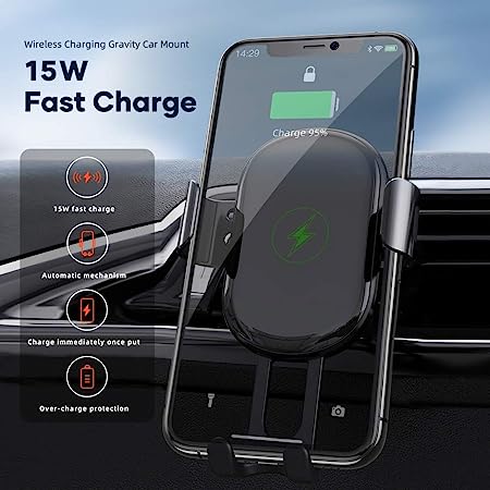 DIVI Black W25 Wireless Charging Gravity Air Vent Car Mount