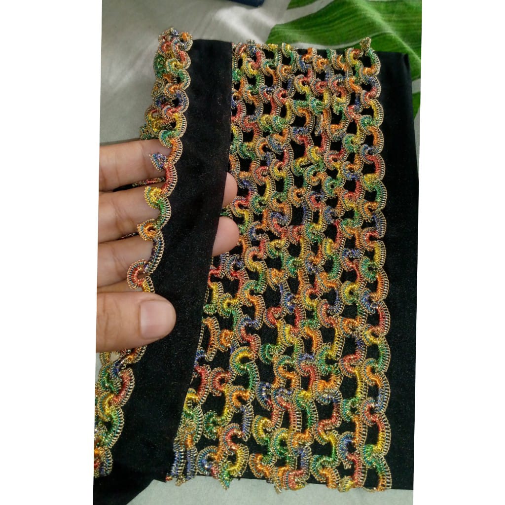 MULTI COLOUR FANCY LACE 7 GAZ  samoosa lace / laces for clothes /All colors availiable samoosa lace /laces for clothes cut work laces for clothes / cotton lace /fancy lace / lace for dress