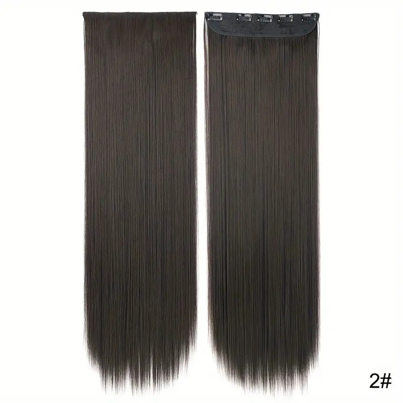 Full Extra Long Straight Hair Extensions Black, Blonde & Brown | 5 Clip-In High-Temperature Premium Fiber Hairpieces