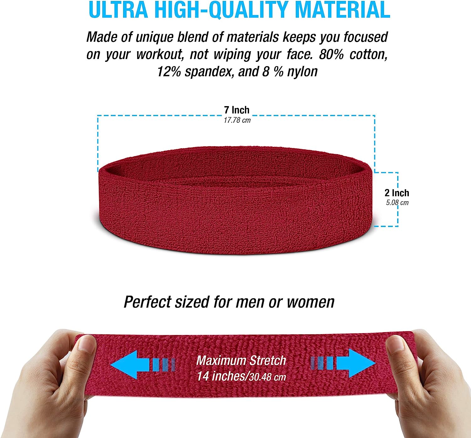 Headbands Tennis Running Unisex Athletic Basketball Head Gear - Black
