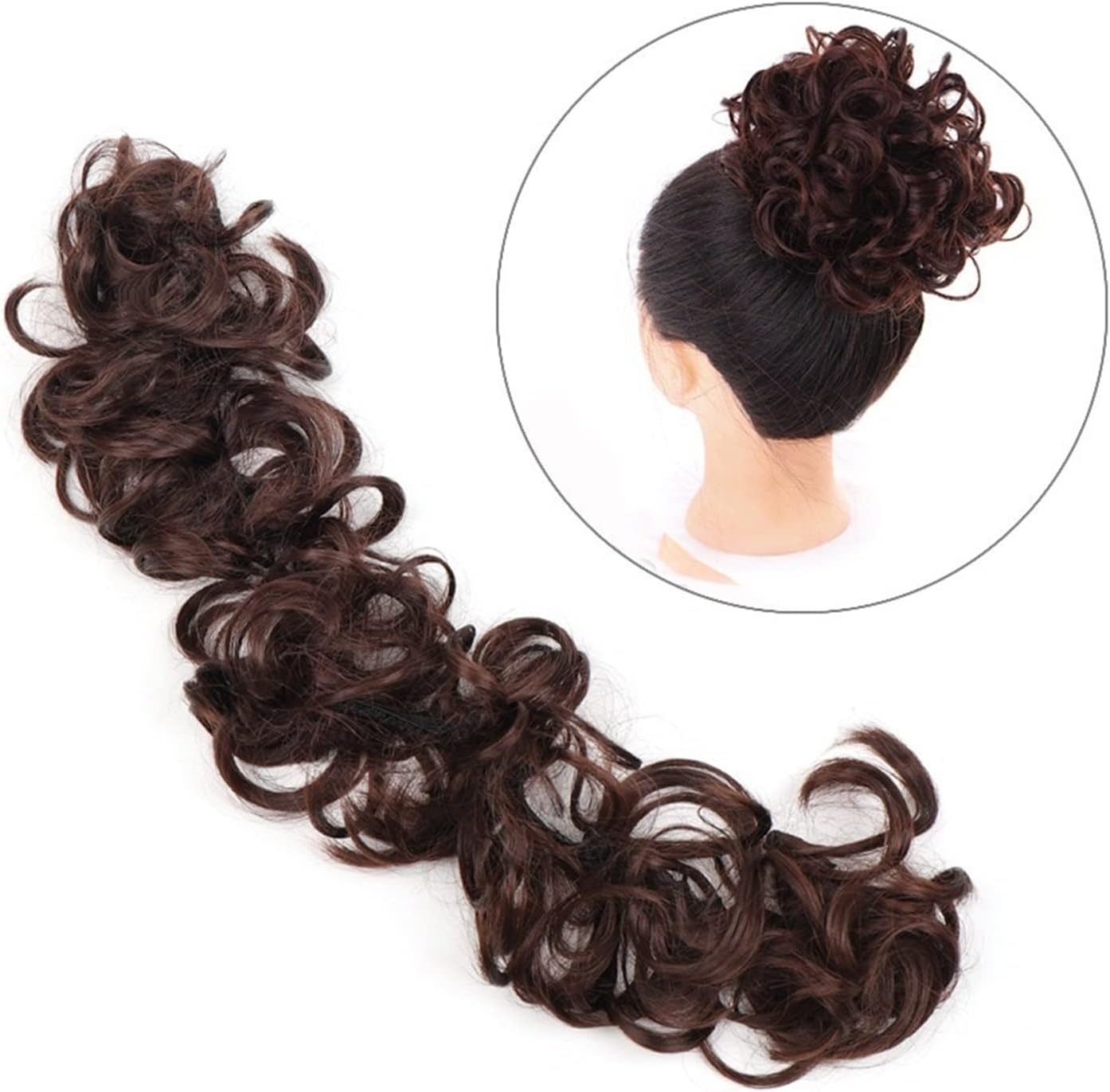 Hair Bun Curly Chignon Hair Extension Headband Hair Style Donut Roller Headband  Elastic Frill Hair Extension - Brown